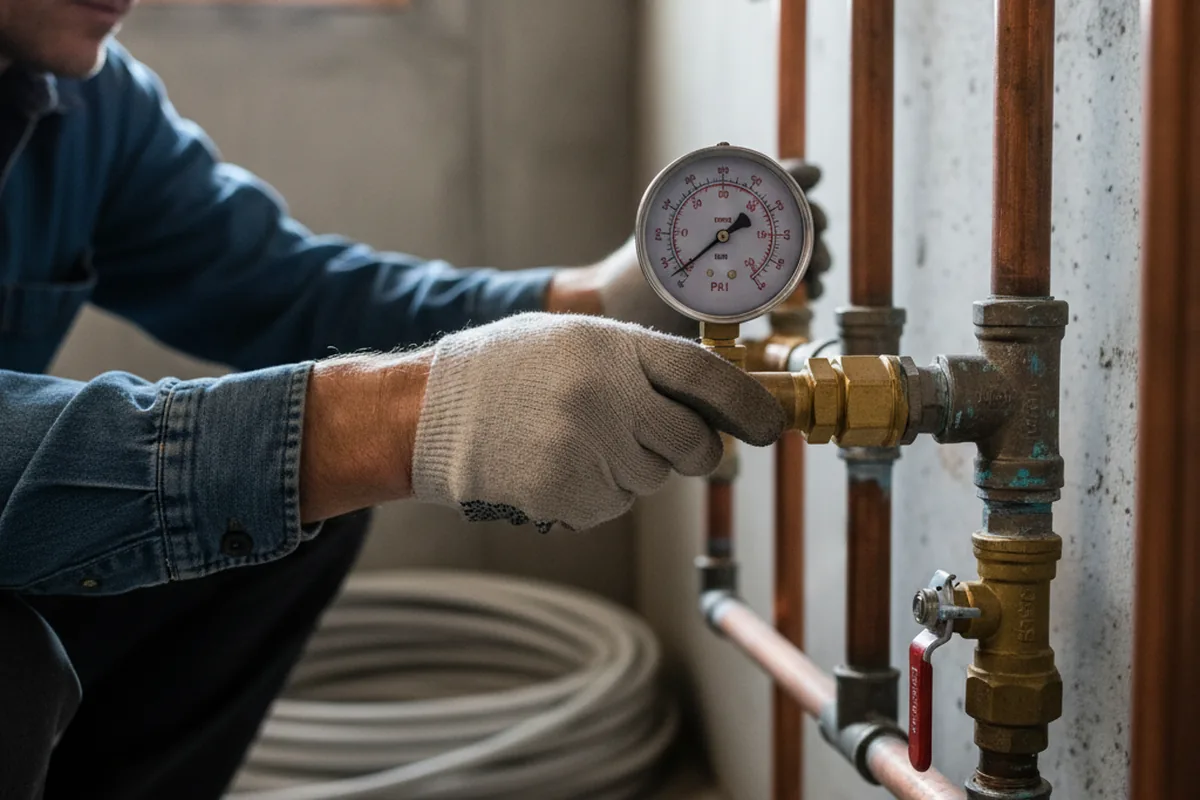 Pressure testing a repaired line during Water Line Repair in Vanleer